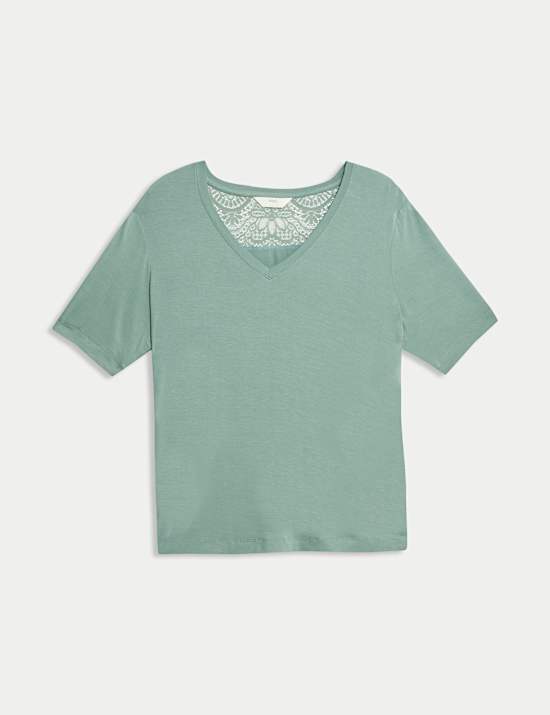 Pyjamashirt met kantdetail