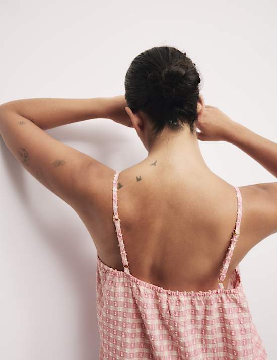 Pure Cotton Gingham Cami Pyjama Top