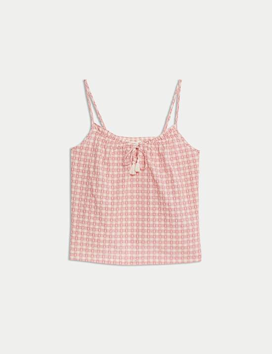 Pure Cotton Gingham Cami Pyjama Top