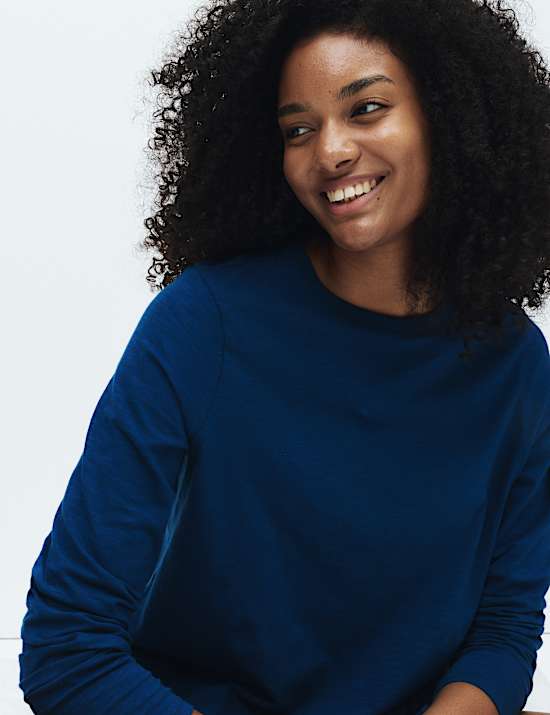 2pk Pure Cotton Slub Long Sleeve Pyjama Tops