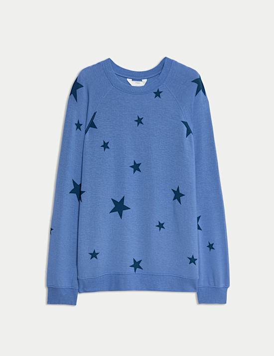 Star Print Crew Neck Long Sleeve Pyjama Top