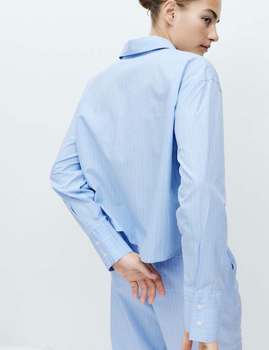 Chemise pyjama courte 100 % coton à rayures