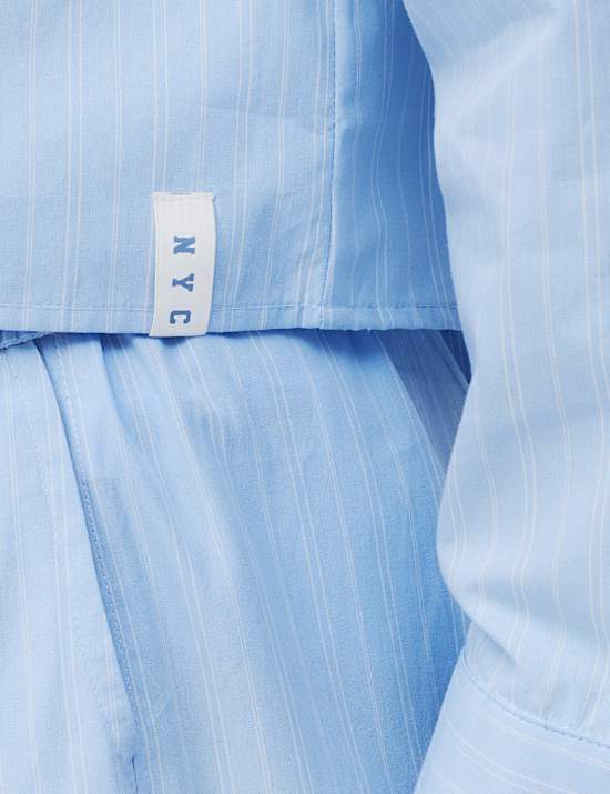 Chemise pyjama courte 100 % coton à rayures