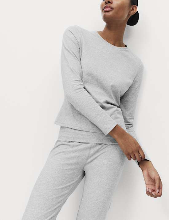 Haut de pyjama à manches longues en coton