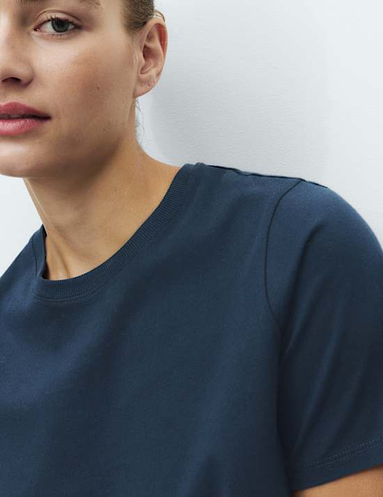 2pk Pure Cotton Slub Stretch Pyjama T-Shirts