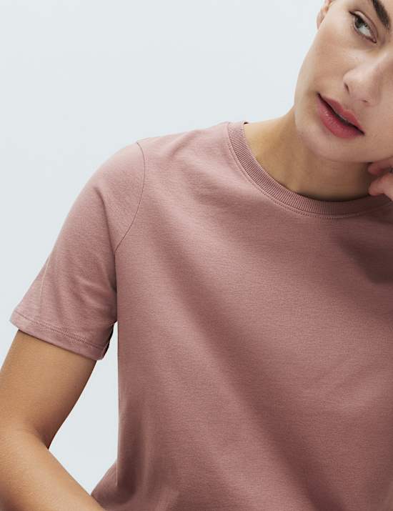 2pk Pure Cotton Slub Stretch Pyjama T-Shirts