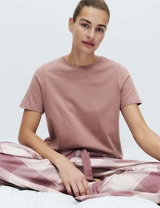 2pk Pure Cotton Slub Stretch Pyjama T-Shirts