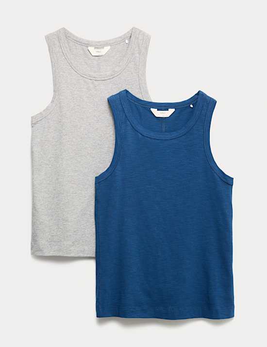 2pk Cotton Rich Pyjama Vest Tops