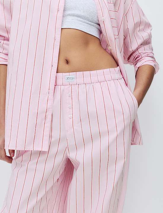 Pure Cotton Poplin Striped Pyjama Top