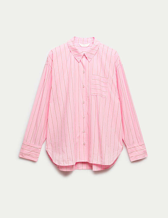 Pure Cotton Poplin Striped Pyjama Top