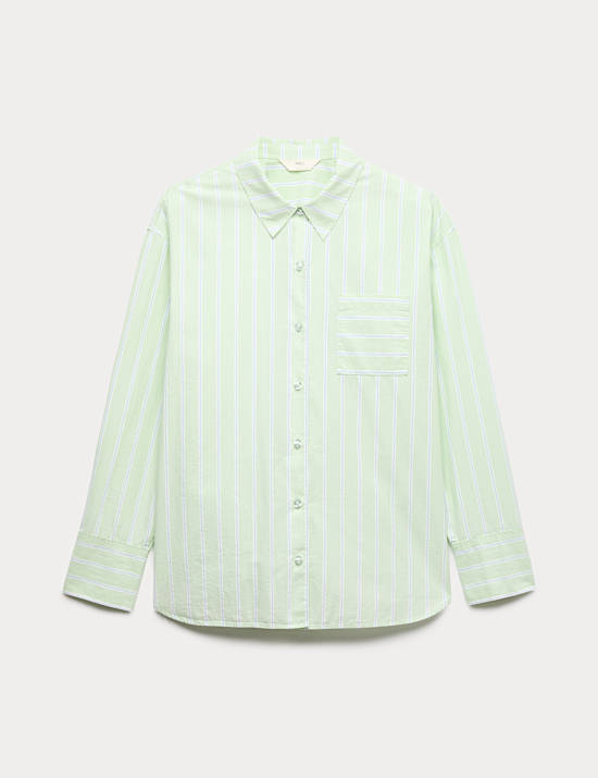 Pure Cotton Poplin Striped Pyjama Top