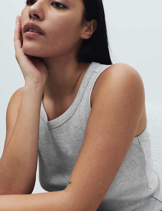 Maillot de corps en coton et modal &agrave; motif c&ocirc;tel&eacute;