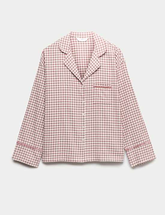 Flannel Gingham Revere Pyjama Top