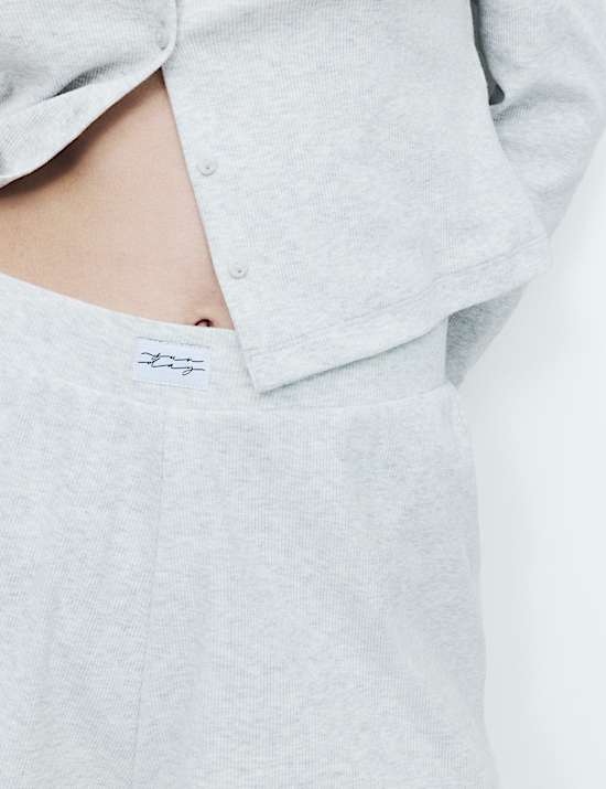 Cotton Rich Ribbed Button Down Pyjama Top