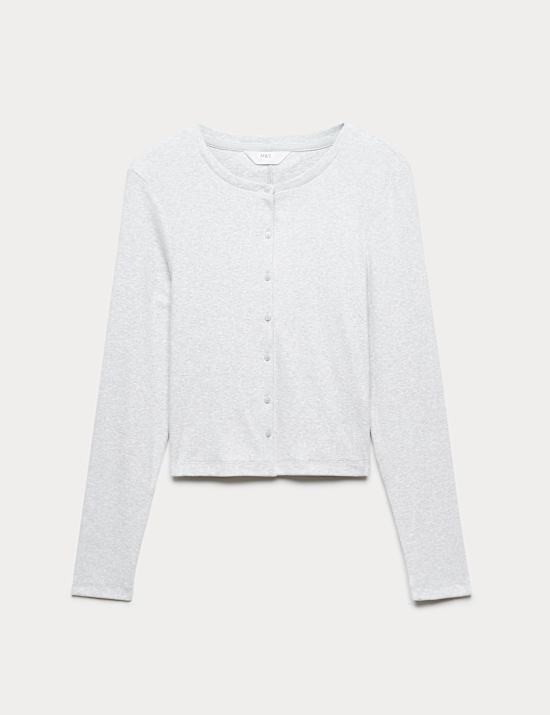 Cotton Rich Ribbed Button Down Pyjama Top