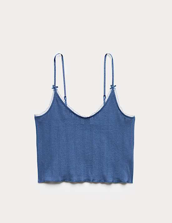 Pure Cotton Pointelle Cami Pyjama Top