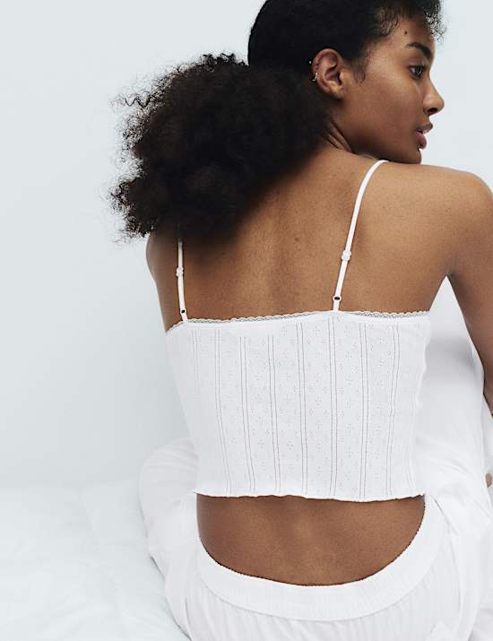 Pure Cotton Pointelle Cami Pyjama Top