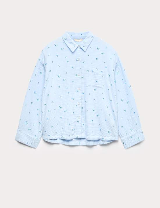 Pure Cotton Muslin Printed Pyjama Top