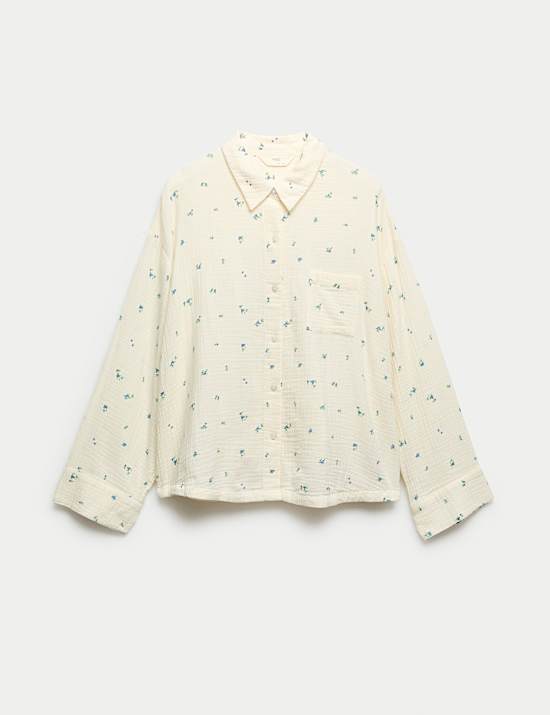 Haut de pyjama en mousseline 100 % coton &agrave; imprim&eacute;
