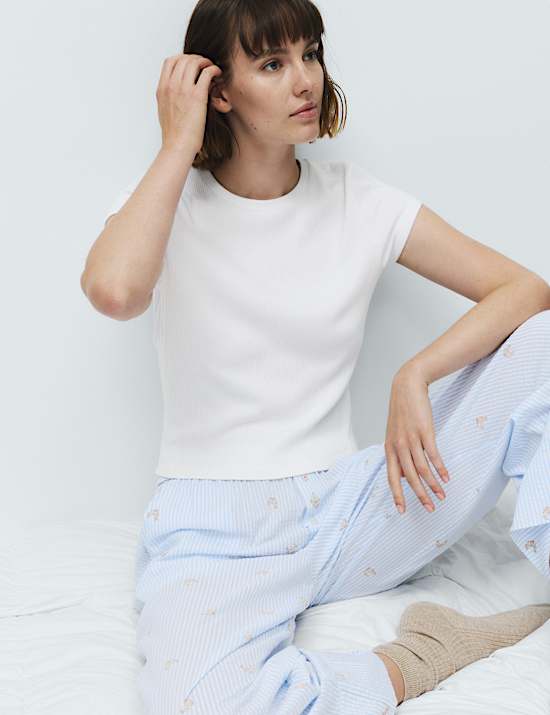 Cotton Modal Ribbed Pyjama T-Shirt