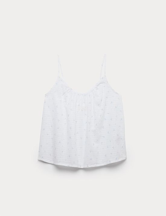 Pure Cotton Dobby Grid Ditsy Print Cami Top