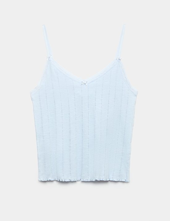 Slub Pointelle Lace Cami Pyjama Top