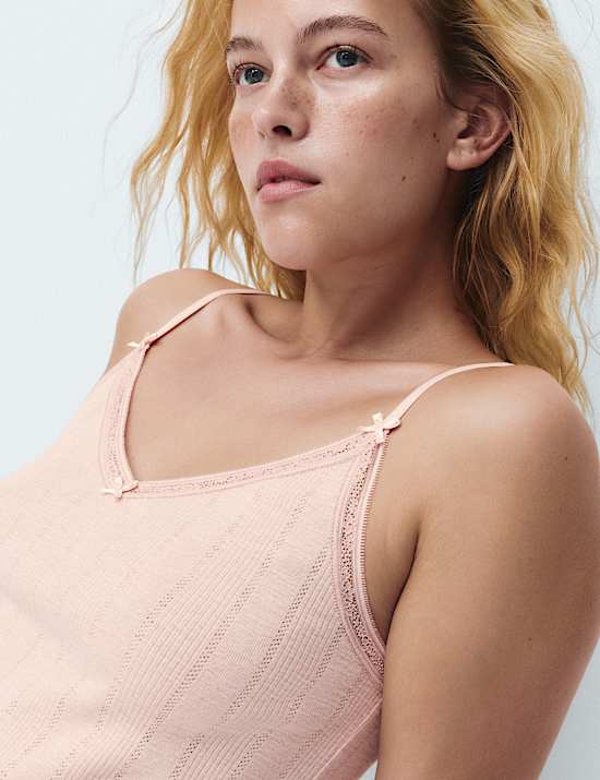 Slub Pointelle Lace Cami Pyjama Top