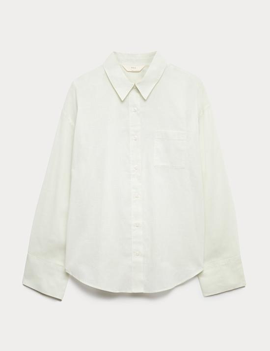 Chemise de pyjama 100 % coton &agrave; encolure et rayures
