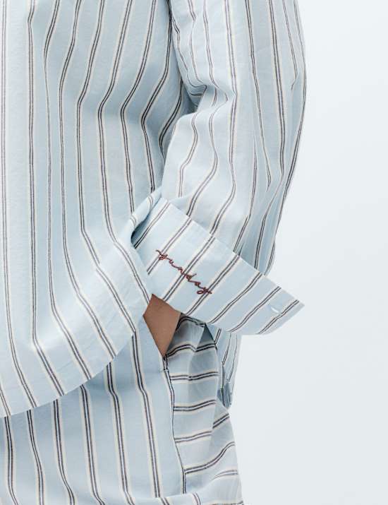 Camisa de pijama a rayas 100 % algod&oacute;n