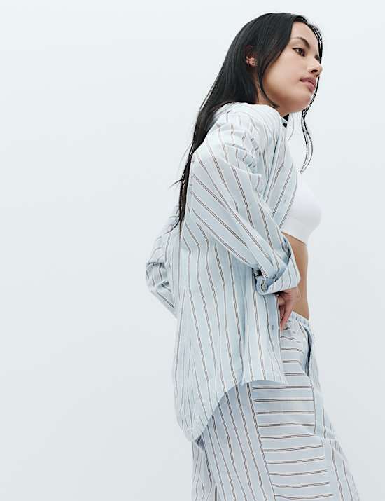 Camisa de pijama a rayas 100 % algod&oacute;n