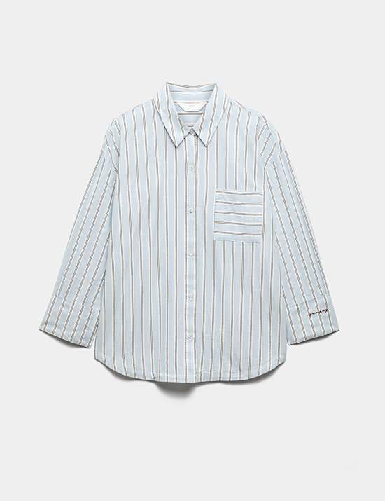 Camisa de pijama a rayas 100 % algod&oacute;n
