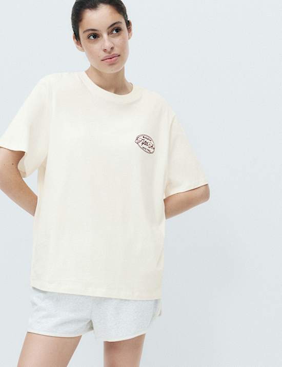Pure Cotton Embroidered Slogan Pyjama Top