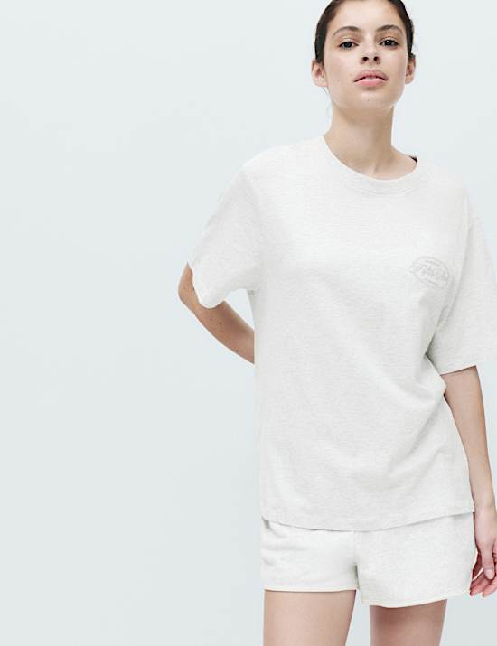 Pure Cotton Embroidered Slogan Pyjama Top