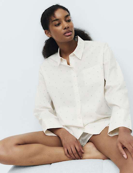 Pure Cotton Floral Revere Pyjama Top