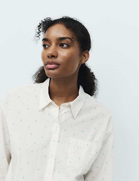 Pure Cotton Floral Revere Pyjama Top