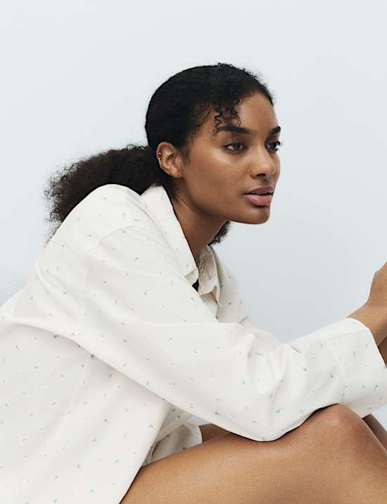 Pure Cotton Floral Revere Pyjama Top