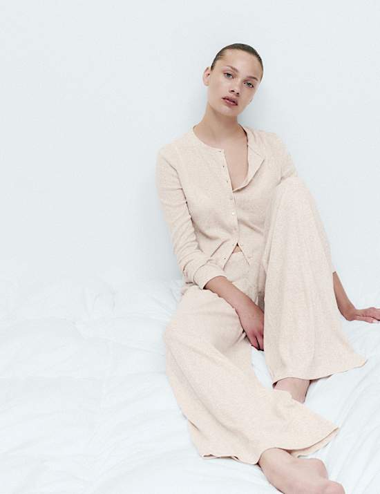 Cardigan confortable en maille pointelle de coton m&eacute;lang&eacute;