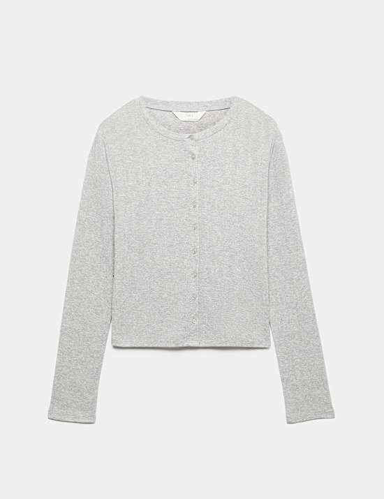 Cotton Blend Pointelle Lounge Cardigan