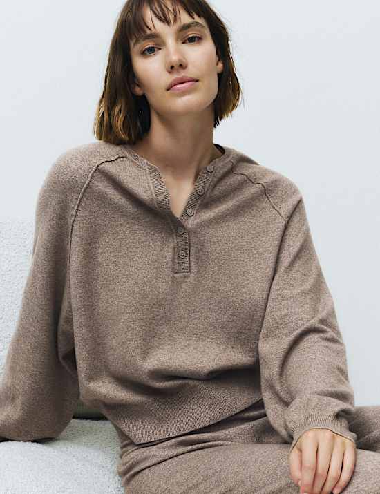 Knitted Oversized Henley Lounge Jumper