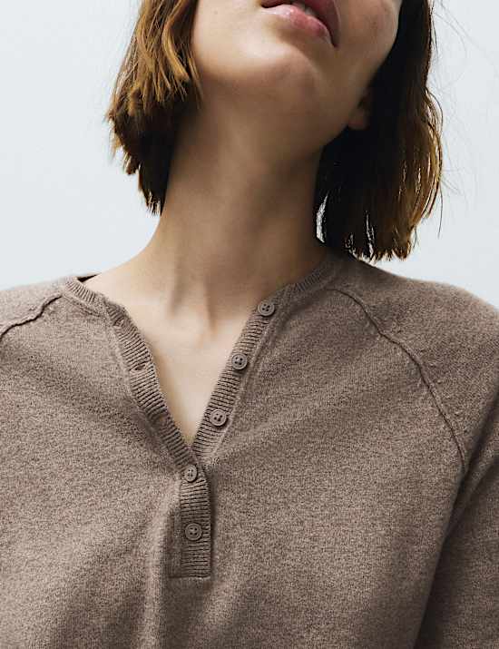 Knitted Oversized Henley Lounge Jumper