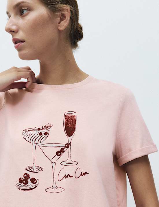 Pure Cotton Printed Long Pyjama Top