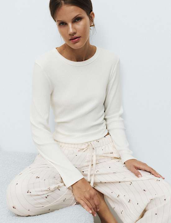 2 Pack Cotton Modal Ribbed Pyjama Top