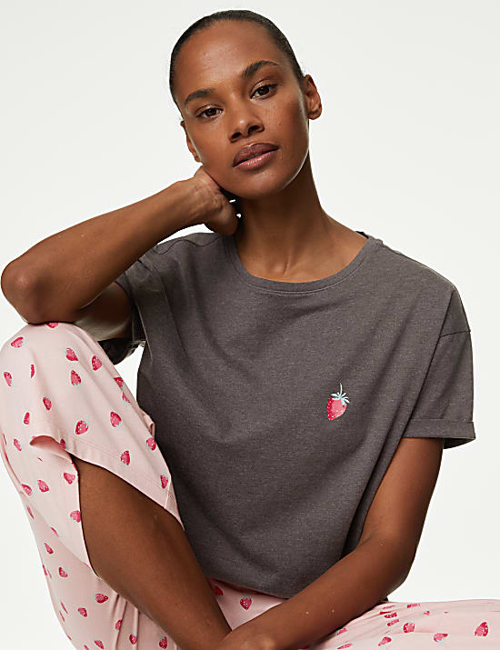 Cotton Rich Printed Cropped Pyjama Set