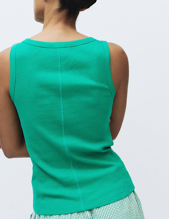 Ribbed Vest Top Gingham Shortie Set