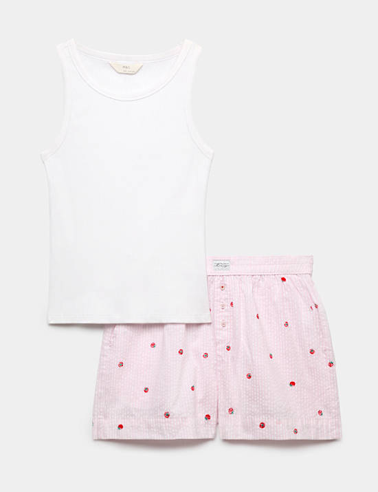 Ribbed Vest Tomato Print Shortie Set