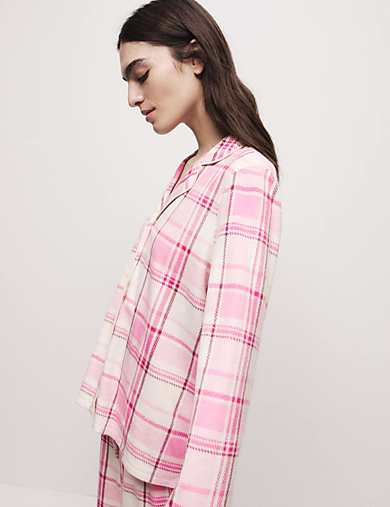 Fleece pyjama met platte kraag en print