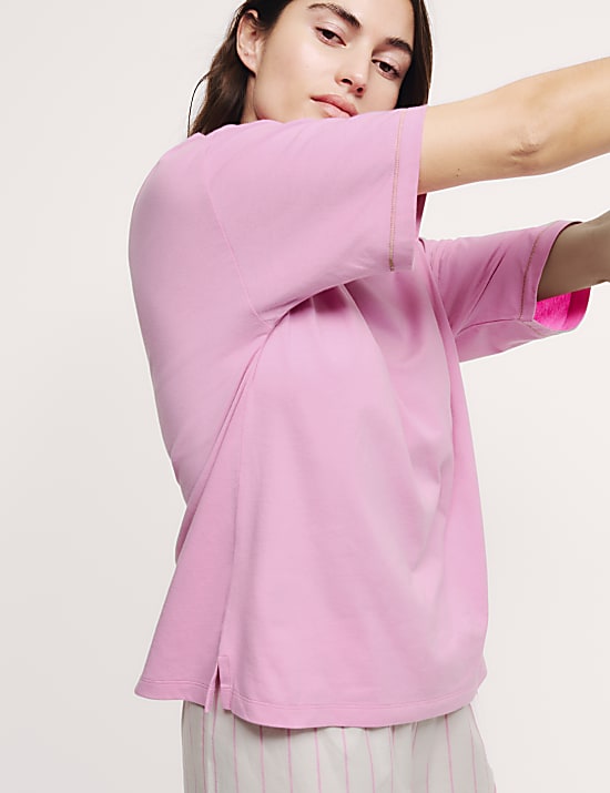 Kr&oacute;tki komplet w paski ze 100% bawełny