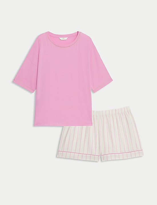 Kr&oacute;tki komplet w paski ze 100% bawełny