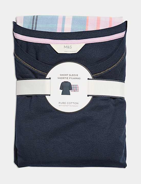 Pure Cotton Checked Shortie Set