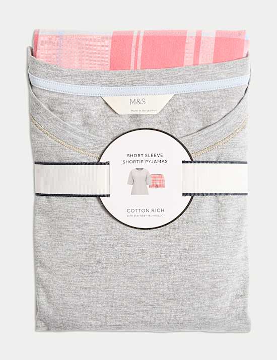 Pure Cotton Checked Shortie Set